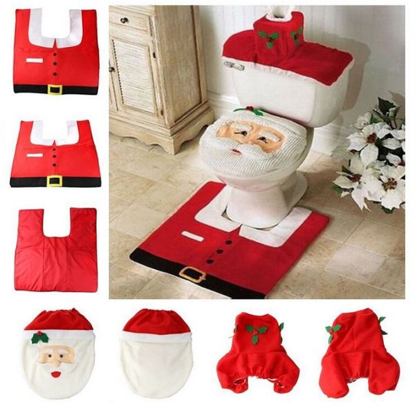 

christmas christmas snowman toilet mat christmas toilet cover + floor mat + water tank cover + tissue set four-piece