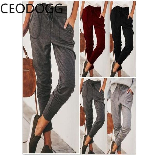 

ceodogg high waist hip elastic design pencil pants spring summer 2020 new pocket solid causal trousers wild pantalones mujer, Black;white