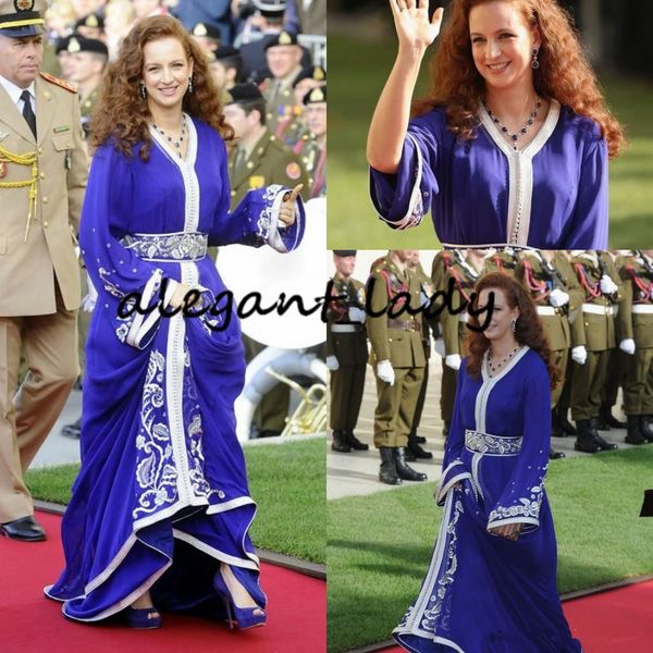 

королевский синий принцесса лалла сальма марокко вечерние вечерние платья 2019 кружева аппликация с длинным рукавом дубай абая случаю пром п, Black;red