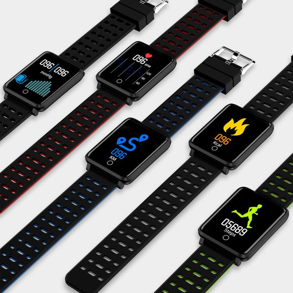 

men women fashion waterproof smart color screen watch pedometer blood pressure heart rate sports wristwatch gift, Slivery;brown