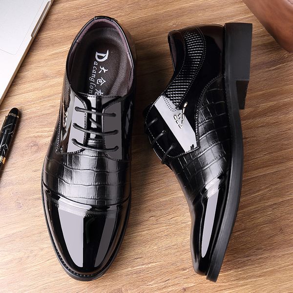 

men's business suit black lacquer leather shoes men's work fashion shoes spring korean version of british pointed wedding