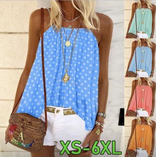 

printed tanks fit sleeveless crew neck solid color camisoles female clothing loose plus size womens designer dot, Black;white