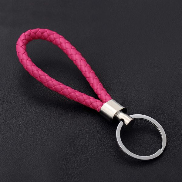 

handmade knitted rope making leather rope keychain for women men rope for hanging bags key chain porte clef chaveiro keychains, Silver