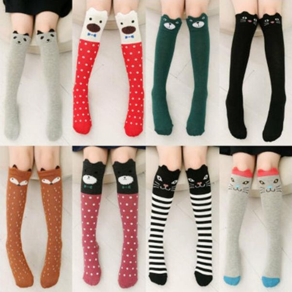 

girls knee high socks fox cartoon animal stockings princess cotton long socks kids fashion sports leggings leg warmers tights socks d7141, Pink;yellow