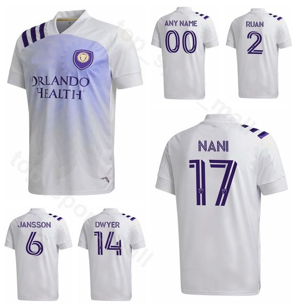 

sc orlando city 2020 mls soccer 13 tesho akindele jersey 9 chris mueller 4 joao moutinho 17 nani dom dwyer football shirt kits, Black