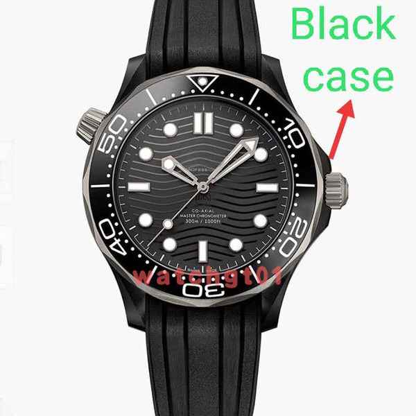 

41.5mm men watch no date black case mens co-axial professional 300m james bond007 skyfall automatic movement watches rubber watch wristwatch, Slivery;brown