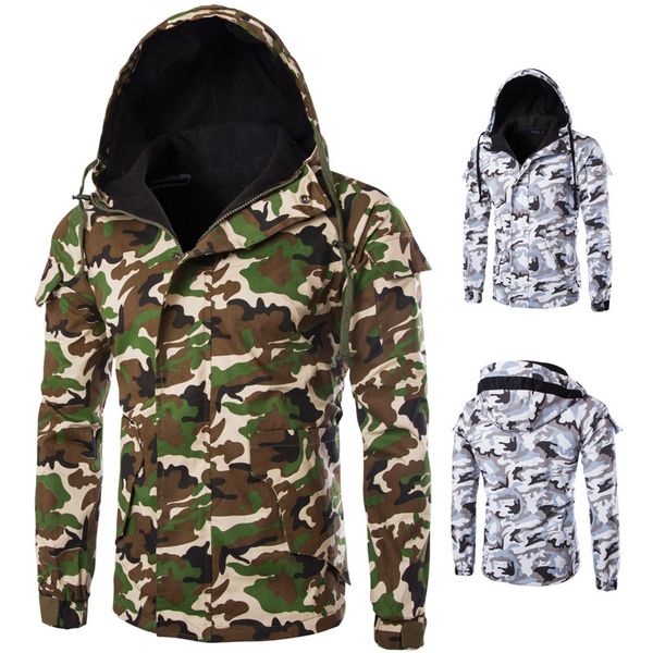 

designer men's winter jackets fashion autumn and winter new european size camouflage men's hooded cotton blend coat for male casua, Black;brown