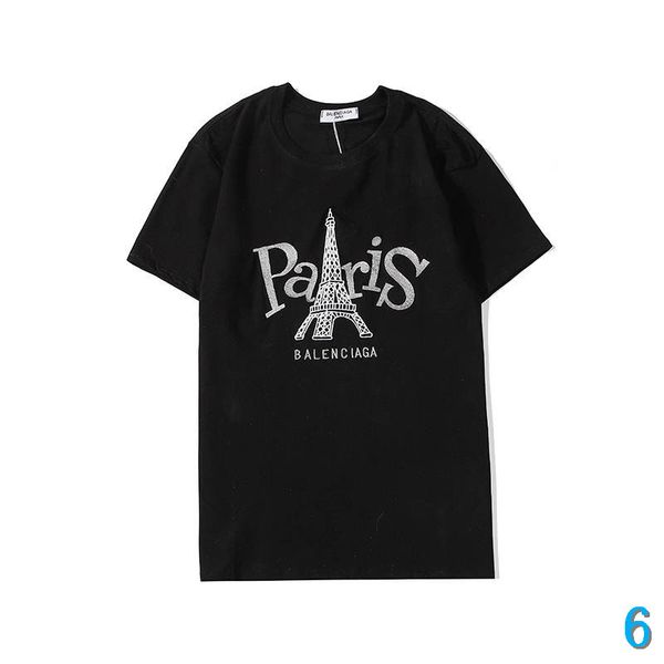 

mens designer t shirt brand fashion 2020 tees breathable loose shorts sleeves paris emboridery with tower t shirts luxury6, White;black