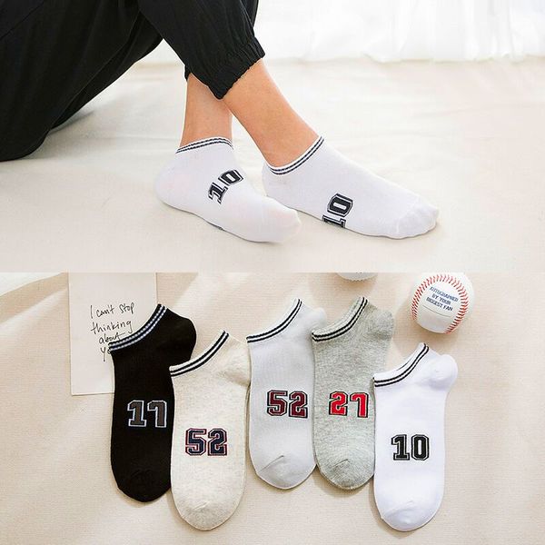

5 pairs men novelty letter digital stripes skateboard socks cotton harajuku hiphop socks sox couple ankle sock meias, Black