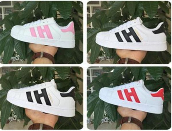 

весной и осенью мода мужчины женщины оригинальные суперзвезды супер обувь золотой размер 36-44 скейтбординг обувь плоские туфли, Black