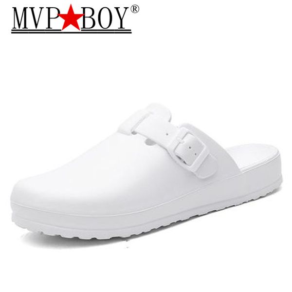 

slippers men classic anti bacteria shoes safety closed toe mule clean room work slides for man 45, Black
