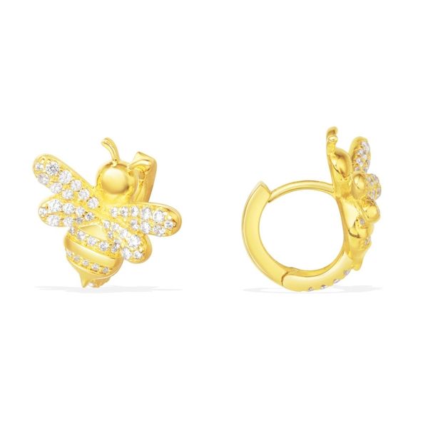 

s925 sterling silver cubic zirconia bee earrings gold for women birthday gift fashion brand new designer jewelry, Golden;silver