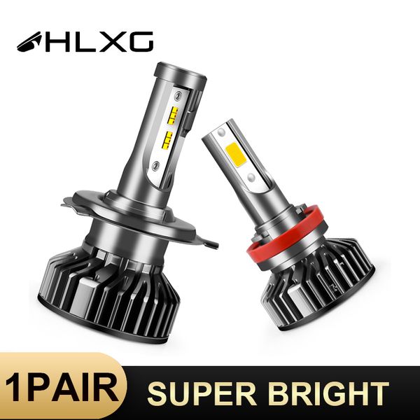 

hlxg super led h7 luces led h4 bulb car headlights lamp zes chip h11 12000lm 80w h8 h9 9005 9006 hb4 hb3 bulb auto light
