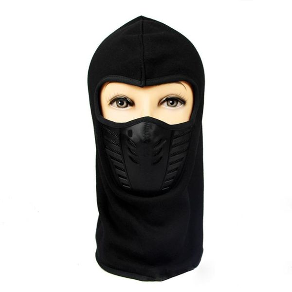 

men women winter neck face mask thermal fleece cs hat ski hood helmet caps, Black