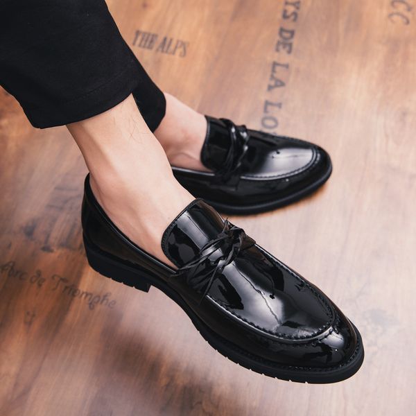 

classics fashion leisure men's formal dress shoes lace-up round toe business oxfords med casual elegant wedding shoes, Black