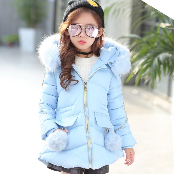 

kids parkas hooded coat children's winter jackets warm down cotton for girl clothes children outerwear thick overcoat enfant, Blue;gray