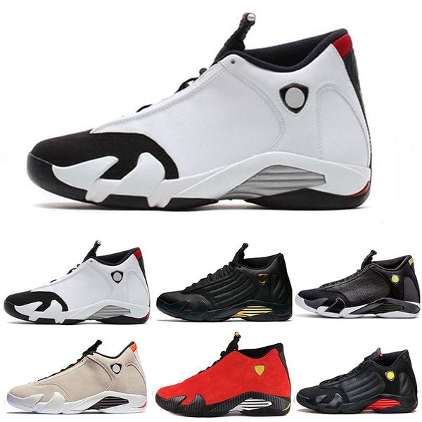 

2019 eye-catching men designer sneakers 14s 14 thunder men basketball shoes red suede black leather flexible outdoor trainers sports shoes, White;red