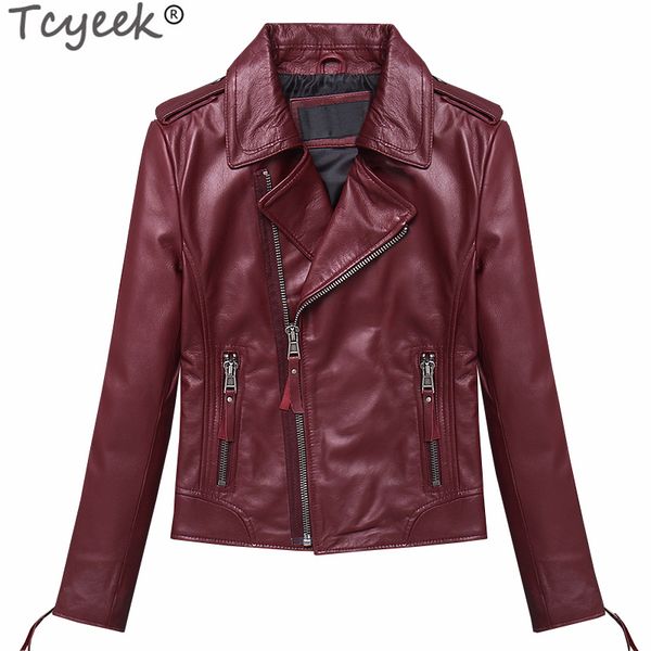

tcyeek 100% real sheepskin coat women chaquetas mujer 2019 streetwear korean genuine leather jacket montone leather jackets 1227, Black