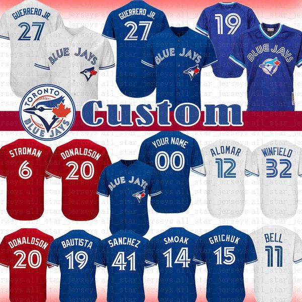 

27 Vladimir Guerrero Jr. Toronto Blue Custom Jays Baseball Jersey 29 Joe Carter Alomar Smoak Donaldson Winfield Stroman Sanchez Bautista de