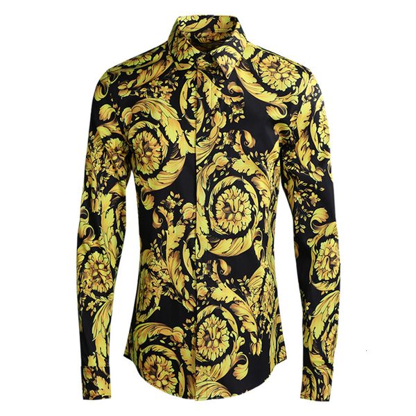 

men shirt luxury royal allover printing party mens shirts fashion long sleeve slim fit mens dress shirts plus size 4xl, White;black