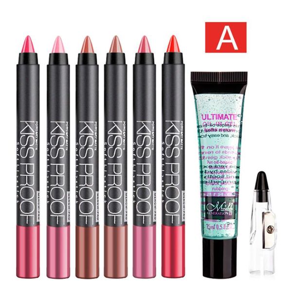 

combination waterproof nutritious tool lipstick set cosmetic makeup nude pencil sharpener tint long lasting remover gel