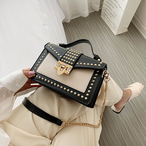 

luxury women's bag rivet chain soft shoulder bag pu leather designer 2020 new women's mouth red