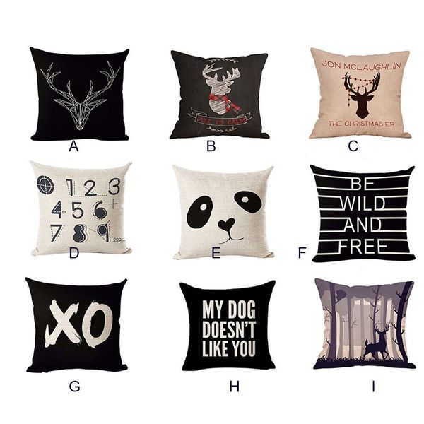 

cushions black white nordic deer animal heart flax linen blend pillow cushion home sofa decoration zitkussen kisssen