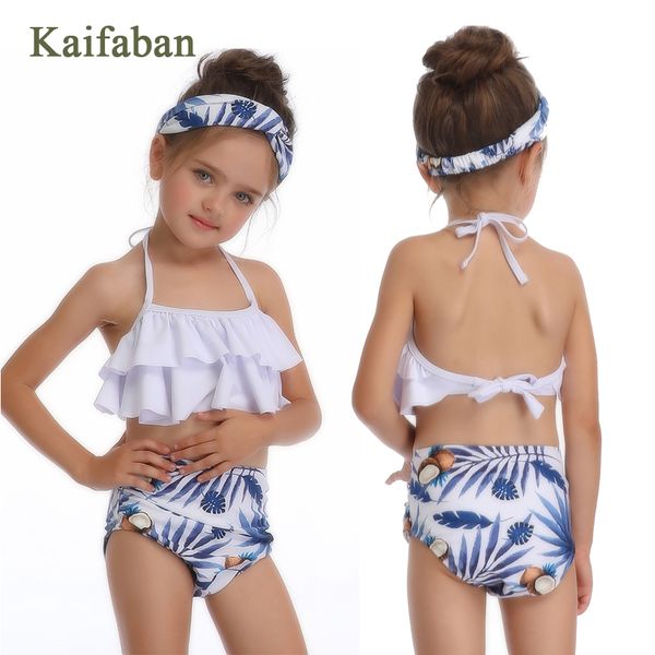

girls kawaii bandage flounces split bikini swimsuit swimwear 2019 high waist strap ruffle plavky maillot tankini bathing suit