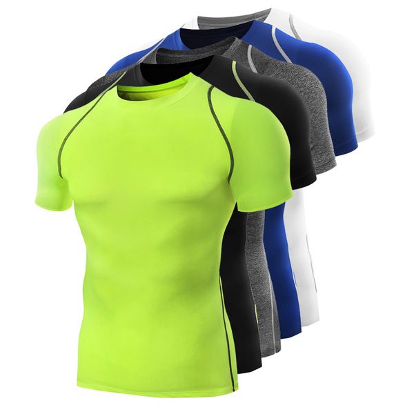 

men t shirt sport tees quick dry fitness gym t shirt men's running shirts short sleeve jerseys sportswear workout, Black;blue