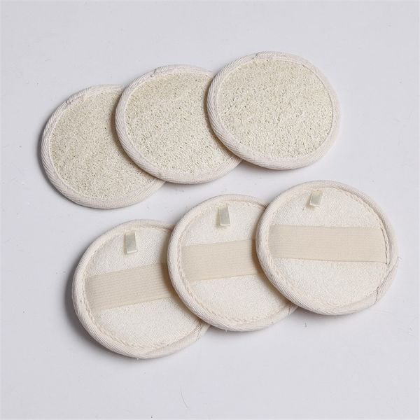 8 cm Em Forma Redonda Natural Loofah Pad Esfoliante Rosto Esponja Remover a Pele Morta Spa Massagem Bucha Sponge Bath Sponge