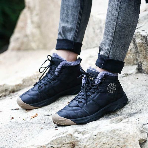 

men boots men's winter shoes fashion snow boots shoes plus size winter sneakers ankle men black blue footwear