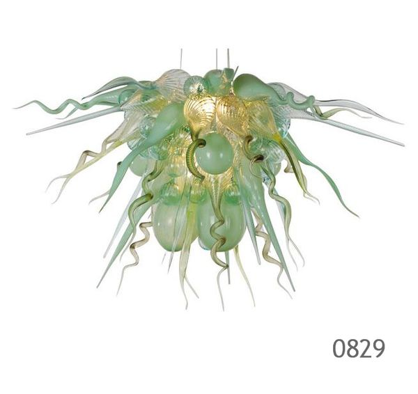 

lustre colored hand blown glass chandelier for home green color led light source modern minimalist chandelier light