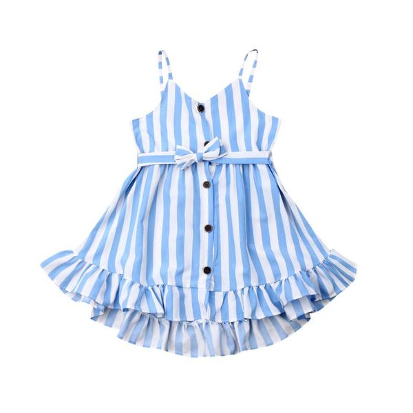 

toddler kid baby girl holiday boho dress 2-7y sleeveless blue stripe button dress casual clothes, Red;yellow