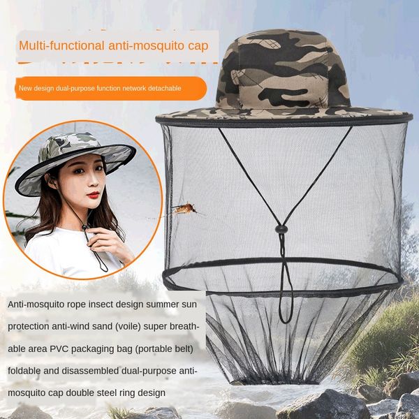 

dual-purpose sunscreen shawl fishing cap insect-proof mosquito peak-proof large eaves folding shawl cap sunshade travel outdoor hat, Blue;gray