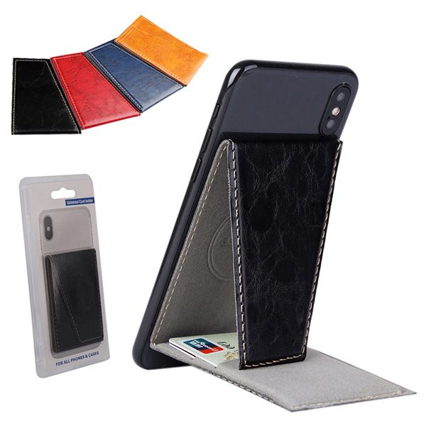 

phone card back sticker holder phone card holder pu leather stand bank cards grip 3m wallet card cover creative gifts for iphone samsung
