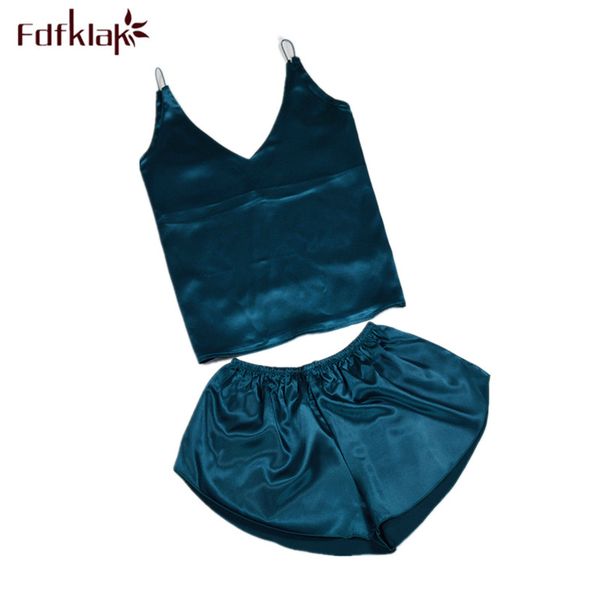 

fdfklak slim short sleepwear pajamas women summer girl's pijama v-neck sling pyjamas female nightwear set pyjama femme, Blue;gray