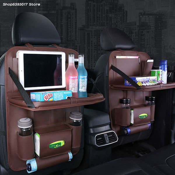 

pu leather pad bag car seat back organizer tray travel storage bag foldable dining table for rav4 rav-4 2019 2020
