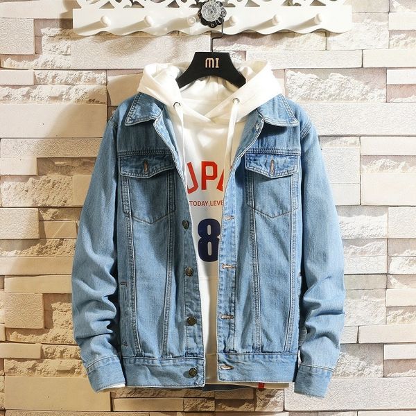 

denim jacket men's slim fashion washed solid color casual denim jacket coat man streetwear hip hop bomber men m-4xl, Black;brown