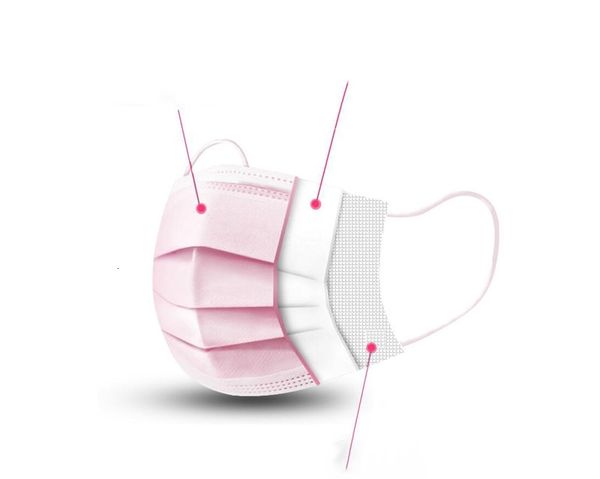 

adultren face mask pink masks 3 layer elastic mouth soft breathable black/white/pink soft breathable face mask