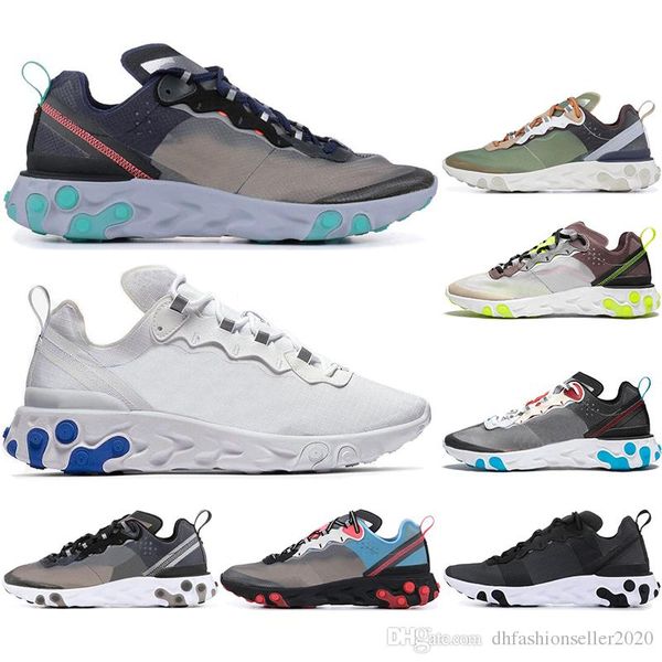 

new react element 87 55 running shoes for men women anthracite light bone triple black white r black red mens trainers sports sneaker