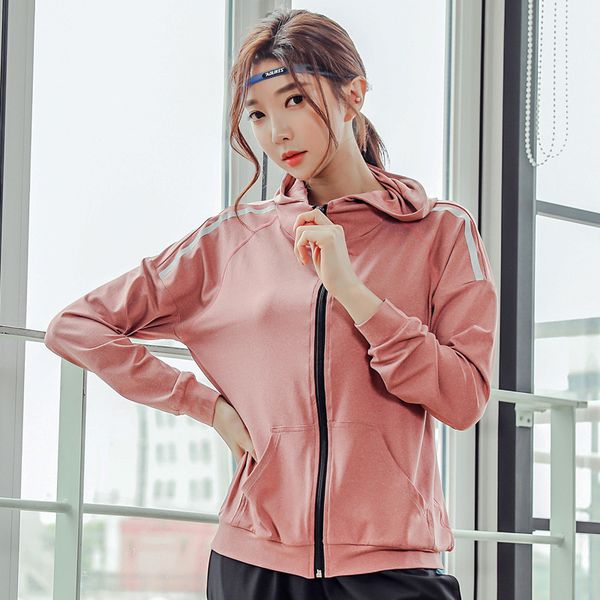 

women sport jacket quickly dry long sleeve zip up hoodie sweatshirt female running jogger fitness gym casual jacket activewear, Black;red