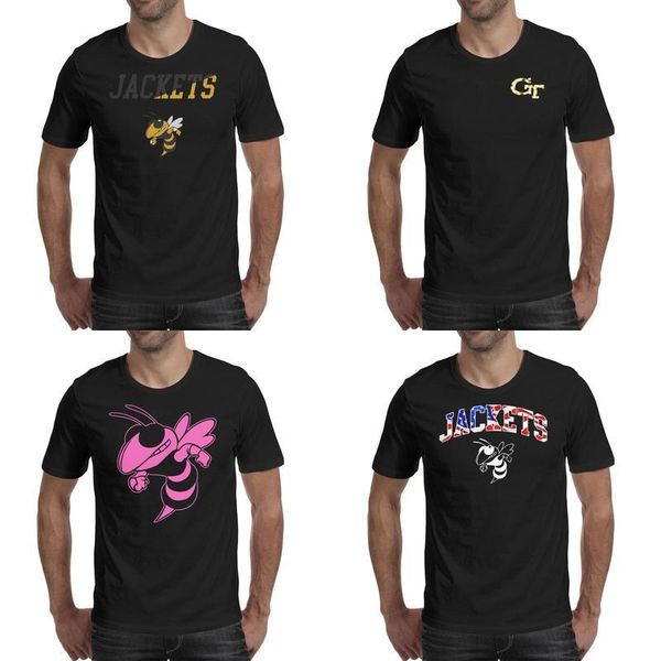 

мужские печати ga tech yellow jackets футбол сша флаг товарный знак логотип черный футболку персонализированный удивительный супергерой руба, White;black