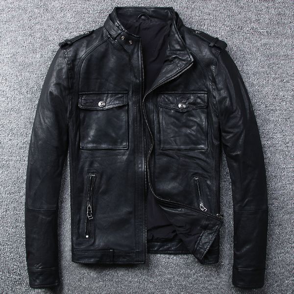 

2019 male vegetable tanned sheepskin jacket ing, Black
