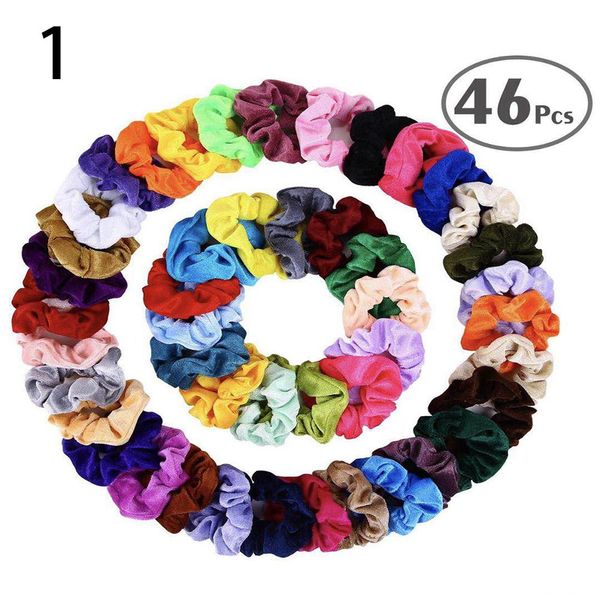 20/6 de 36/45/46pcs Candy Candy Color Hair Bands Velvet Scrunchies Hair Ring Ring Lady Lady Railer Solder Girls Acessórios Novos