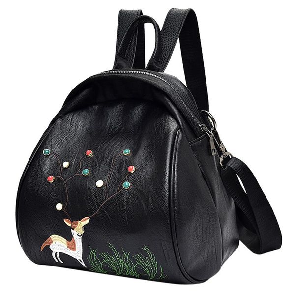 

2019 пятнистый олень emboridery мини рюкзак женский женщины красочные бусины печатных небольшой рюкзак для подростков девочек искусственная