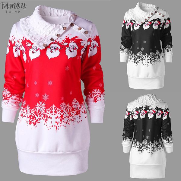 

women's dresses christmas dress women party dress santa claus snowflake print plus size tunic sweatshirt dress vestidos, Black;gray