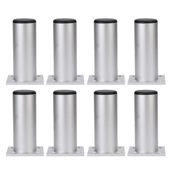 

set of 8 aluminium alloy round furniture leg sofa plinth cabinet feet 10cm