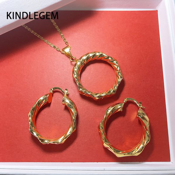 

2019 charms dubai italy 3 tones jewelry set fashion gold 750 earrings necklace pendant for women vacuum plating, Silver