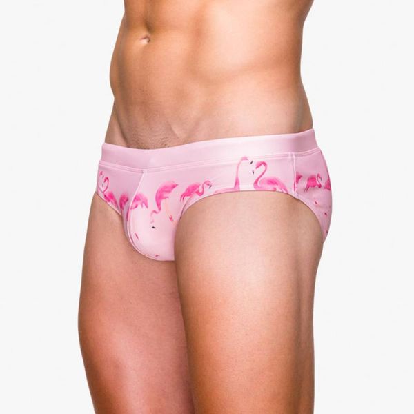 

men's flamingo printing swimming suits european summer beach bikini bottoms spring holiday swimming breifs