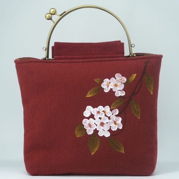 

chinese style literature and art hand-painted bag female 2020 new cotton and linen cloth bag gold portable diagonal